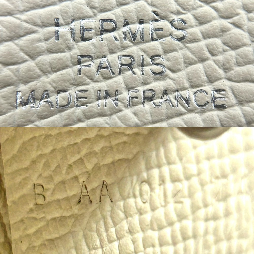 【開店SALE】 HERMES エルメス カードケース カルヴィ 名刺入れ アイボリー 小物 メンズ レディース 男女兼用 B刻印 ヴォーエプソン クレ シルバー金具 ユニセックス 2023年【中古品】