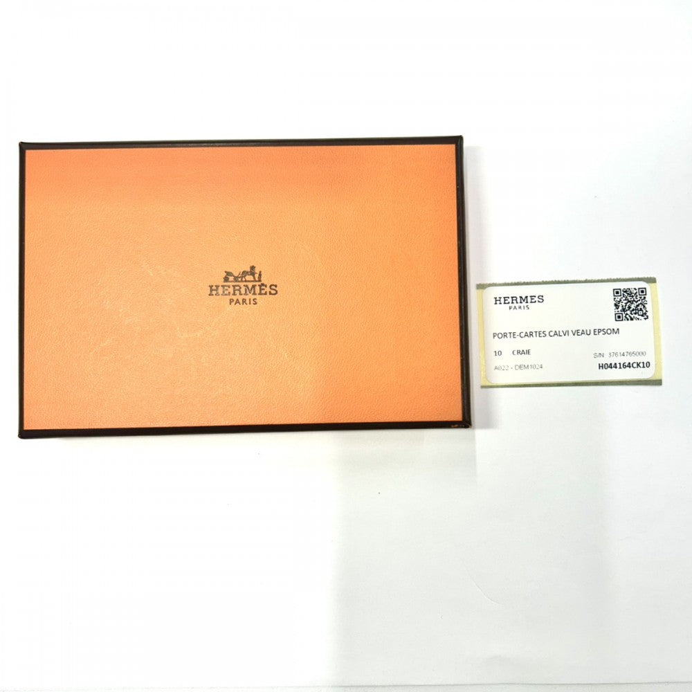 【開店SALE】 HERMES エルメス カードケース カルヴィ 名刺入れ アイボリー 小物 メンズ レディース 男女兼用 B刻印 ヴォーエプソン クレ シルバー金具 ユニセックス 2023年【中古品】