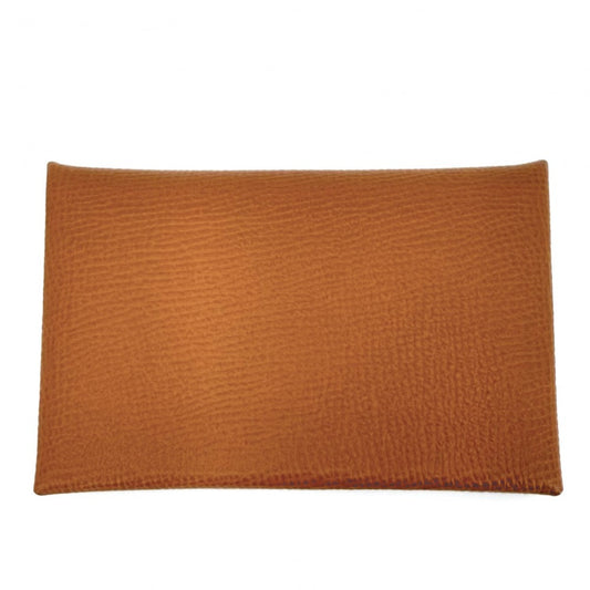 HERMES エルメス カードケース カルヴィ コインケース 名刺入れ 小銭入れ 小物 W刻印 ヴォーエプソン ブラウン 茶 シルバー金具 メンズ 2024年【中古品】