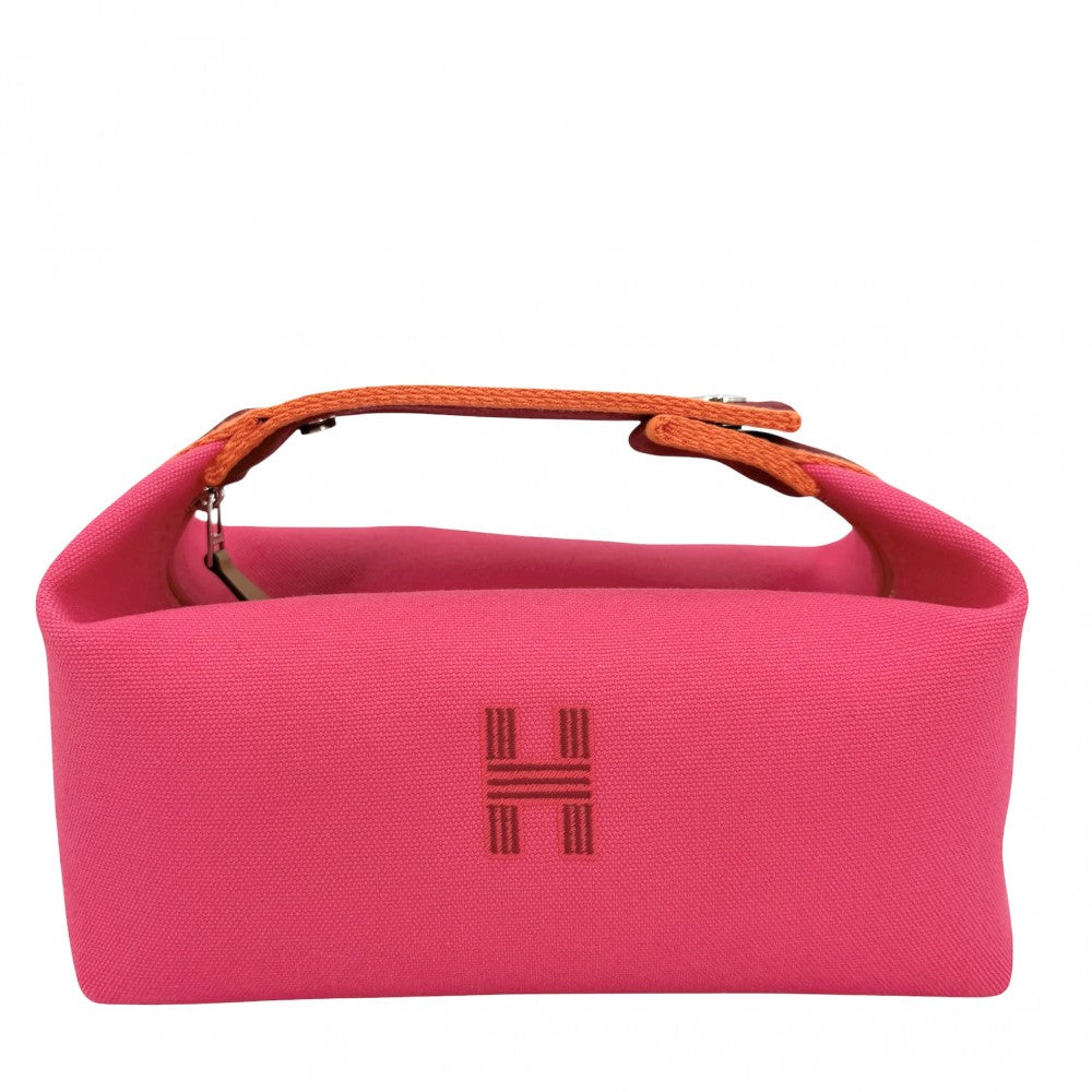 HERMES エルメス ハンドバッグ ヴァニティポーチ ブリッド・ア・ブラックPM ポーチ コットン ピンク シルバー金具 レディース【中古品】