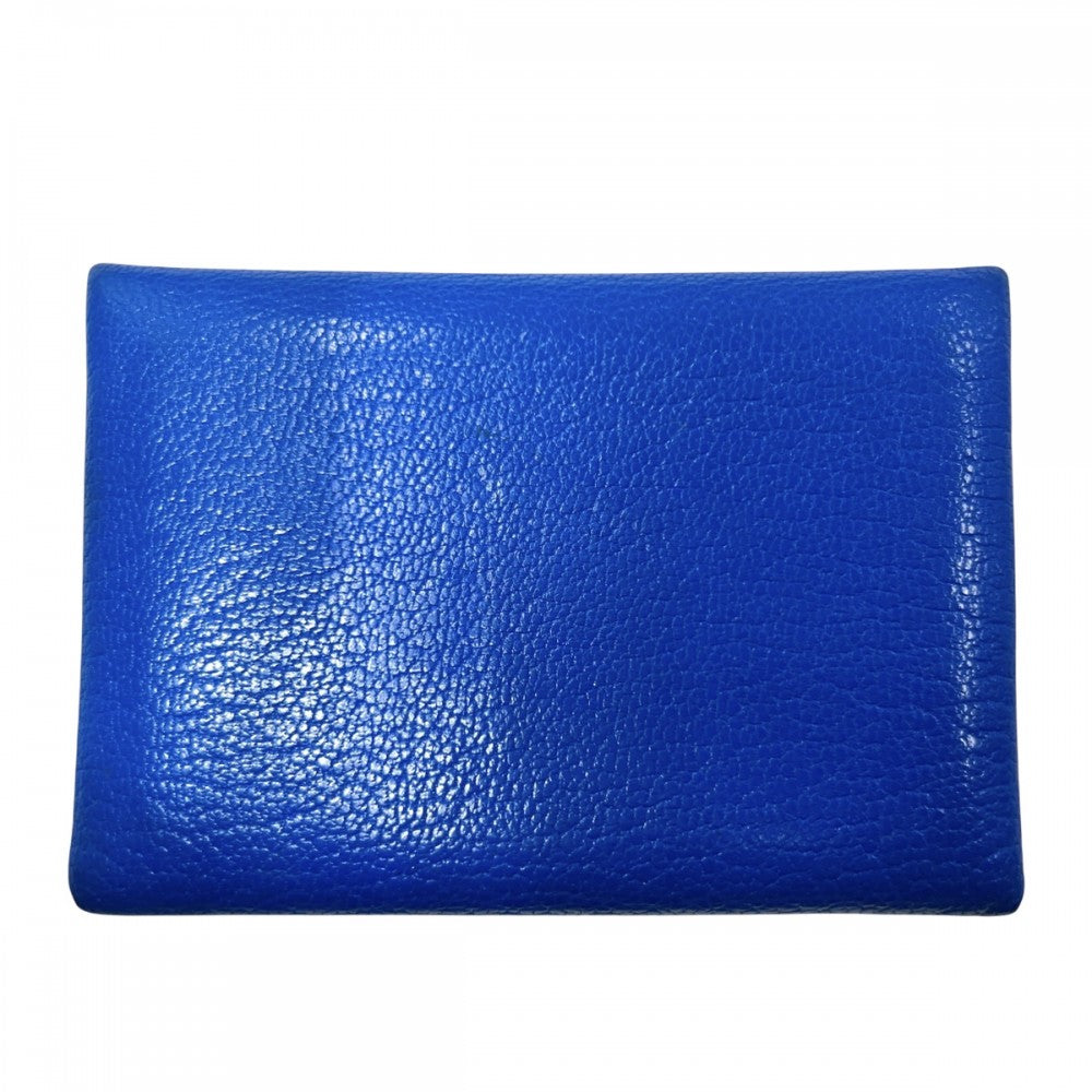 【開店SALE】 HERMES エルメス コインケース カルヴィ デュオ 小銭入れ カードケース 小物 メンズ レディース 男女兼用 Ｂ シェーブル ブルー 青 シルバー金具 ユニセックス 2023年【中古品】
