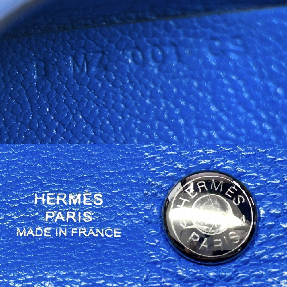 【開店SALE】 HERMES エルメス コインケース カルヴィ デュオ 小銭入れ カードケース 小物 メンズ レディース 男女兼用 Ｂ シェーブル ブルー 青 シルバー金具 ユニセックス 2023年【中古品】