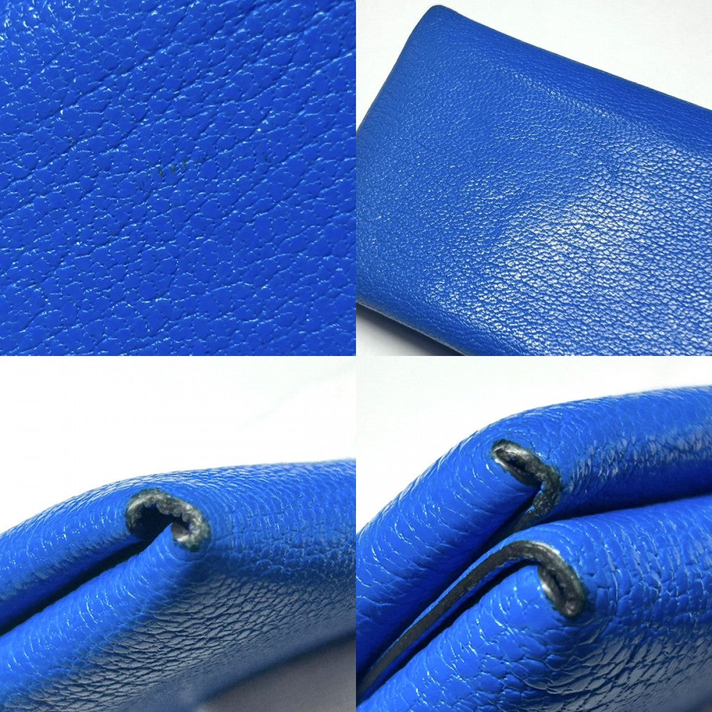 【開店SALE】 HERMES エルメス コインケース カルヴィ デュオ 小銭入れ カードケース 小物 メンズ レディース 男女兼用 Ｂ シェーブル ブルー 青 シルバー金具 ユニセックス 2023年【中古品】