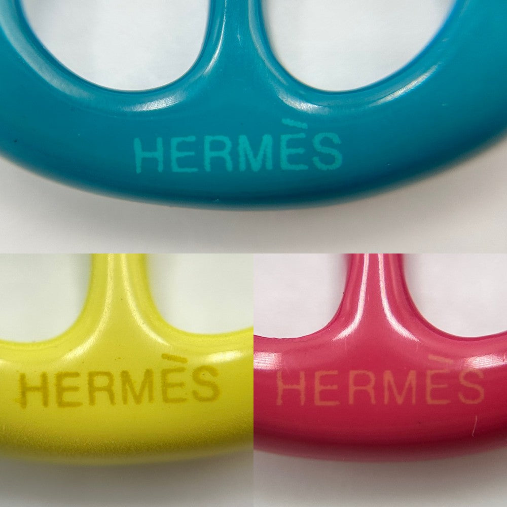 【開店SALE】 HERMES エルメス スカーフリング トリボー シェーヌダンクル ファッションアイテム 小物 アクセサリー ラッカーウッド ピンク グリーン 緑 レディース【中古品】