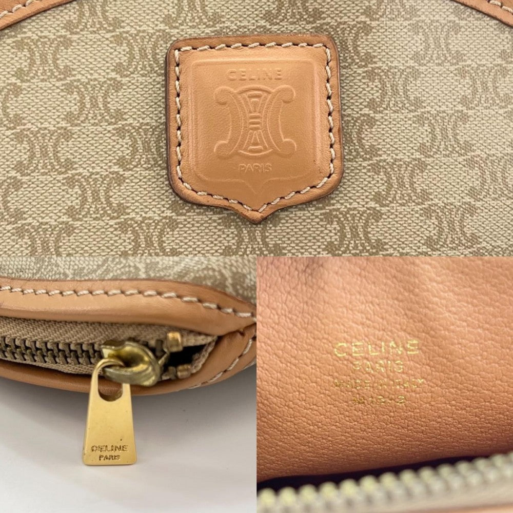 CELINE セリーヌ ポーチ トリオンフ コスメポーチ 化粧ポーチ ベージュ ゴールド金具 レディース【中古品】