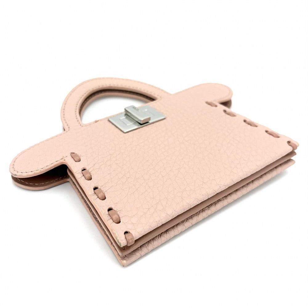 FENDI フェンディ カードケース ピーカブー セレリア パスケース 定期入れ 8M0511 レザー ピンク シルバー金具 レディース【中古品】