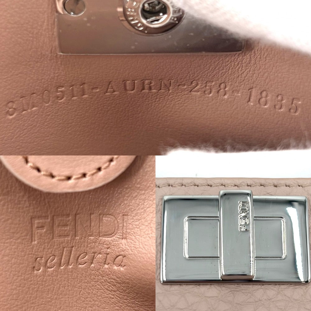 FENDI フェンディ カードケース ピーカブー セレリア パスケース 定期入れ 8M0511 レザー ピンク シルバー金具 レディース【中古品】