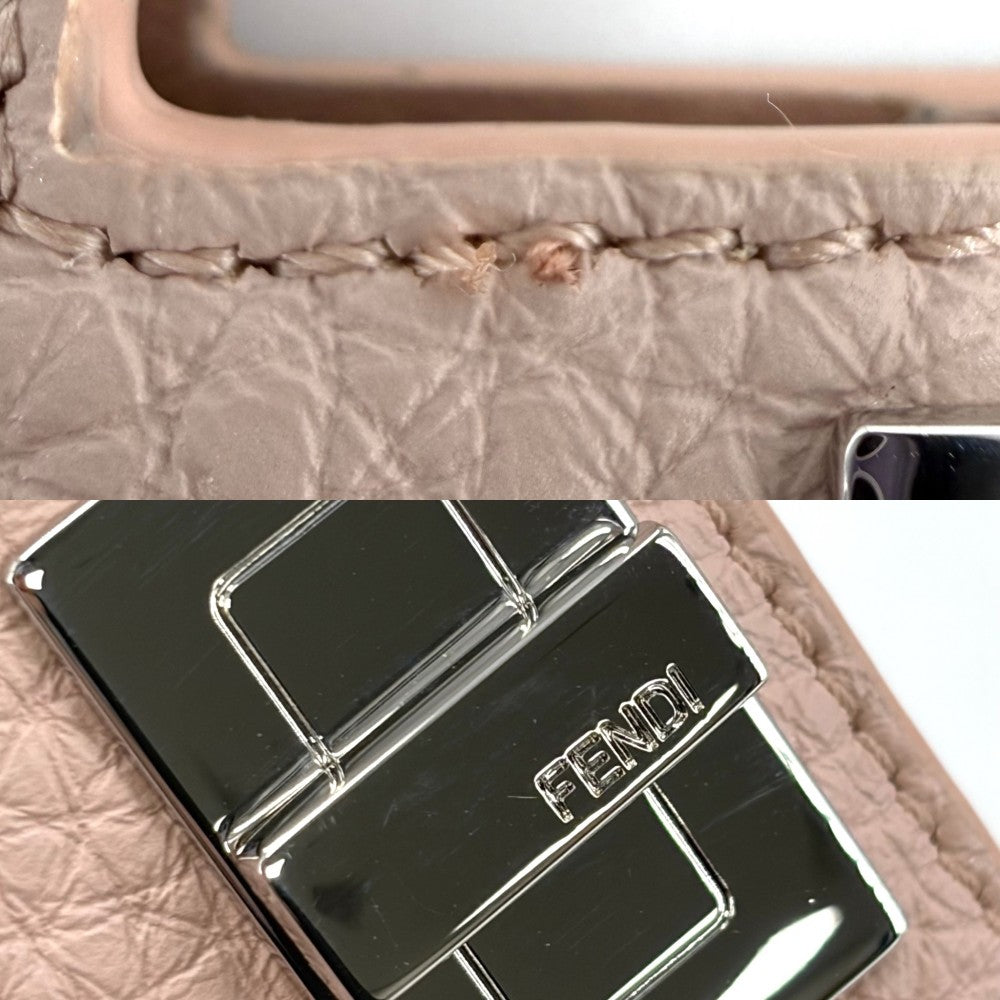 FENDI フェンディ カードケース ピーカブー セレリア パスケース 定期入れ 8M0511 レザー ピンク シルバー金具 レディース【中古品】