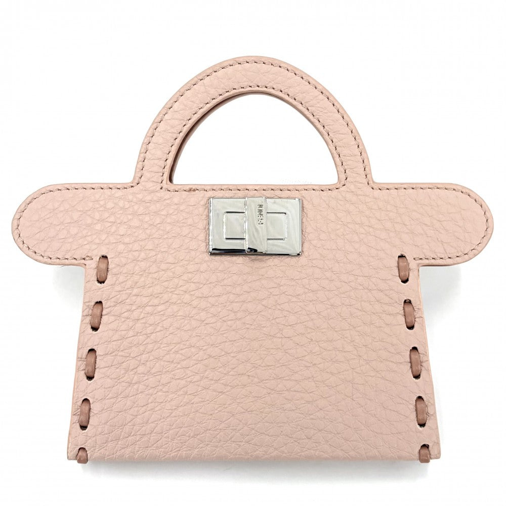 FENDI フェンディ カードケース ピーカブー セレリア パスケース 定期入れ 8M0511 レザー ピンク シルバー金具 レディース【中古品】