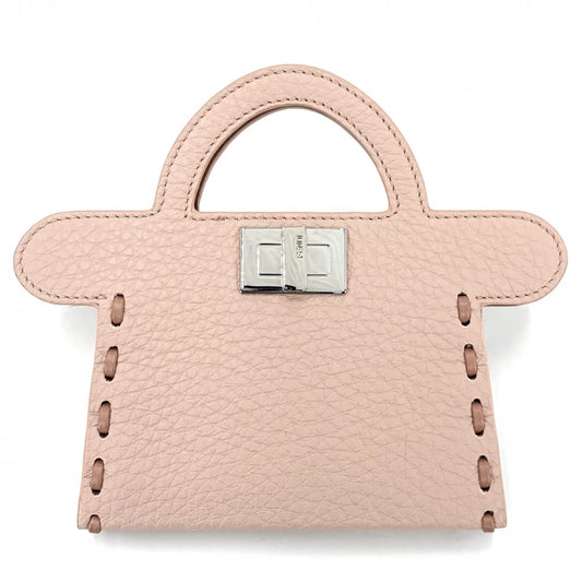 FENDI フェンディ カードケース ピーカブー セレリア パスケース 定期入れ 8M0511 レザー ピンク シルバー金具 レディース【中古品】