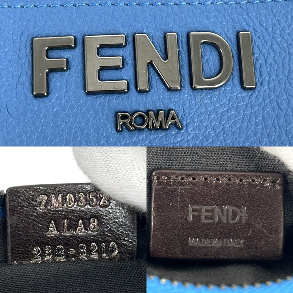 FENDI フェンディ ポーチ ショルダーポーチ メンズ レディース 7M0352 レザー ブルー 青 ブラック金具 ユニセックス【中古品】