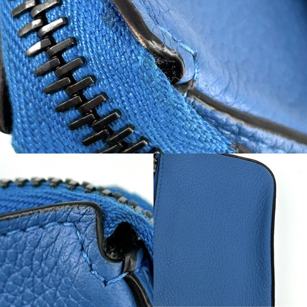 FENDI フェンディ ポーチ ショルダーポーチ メンズ レディース 7M0352 レザー ブルー 青 ブラック金具 ユニセックス【中古品】