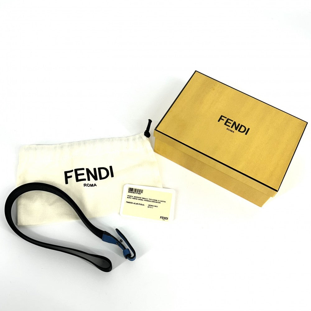 FENDI フェンディ ポーチ ショルダーポーチ メンズ レディース 7M0352 レザー ブルー 青 ブラック金具 ユニセックス【中古品】