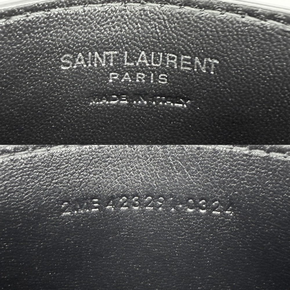 SAINT LAURENT PARIS サンローランパリ カードケース カサンドラ パスケース 定期入れ 小物 メンズ レディース 423291 レザー ブラック 黒 シルバー金具 ユニセックス【中古品】