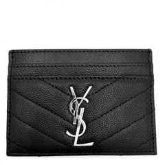 SAINT LAURENT PARIS サンローランパリ カードケース カサンドラ パスケース 定期入れ 小物 メンズ レディース 423291 レザー ブラック 黒 シルバー金具 ユニセックス【中古品】