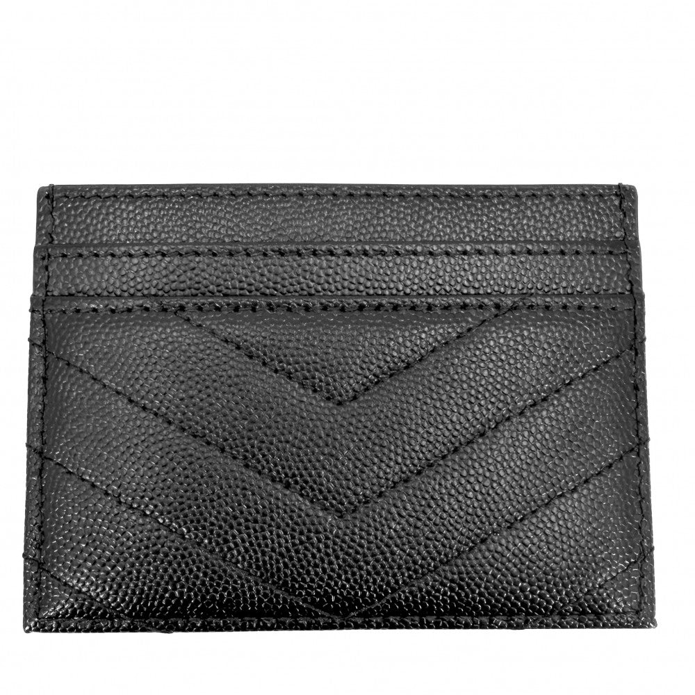 SAINT LAURENT PARIS サンローランパリ カードケース カサンドラ パスケース 定期入れ 小物 メンズ レディース 423291 レザー ブラック 黒 シルバー金具 ユニセックス【中古品】