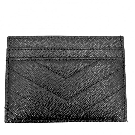 SAINT LAURENT PARIS サンローランパリ カードケース カサンドラ パスケース 定期入れ 小物 メンズ レディース 423291 レザー ブラック 黒 シルバー金具 ユニセックス【中古品】