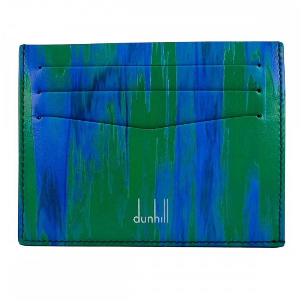 【開店SALE】 Dunhill ダンヒル カードケース 定期入れ パスケース グリーン 緑 ブルー 青 メンズ【中古品】