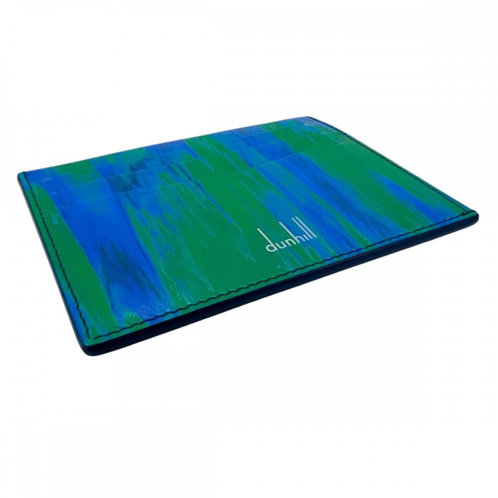 【開店SALE】 Dunhill ダンヒル カードケース 定期入れ パスケース グリーン 緑 ブルー 青 メンズ【中古品】