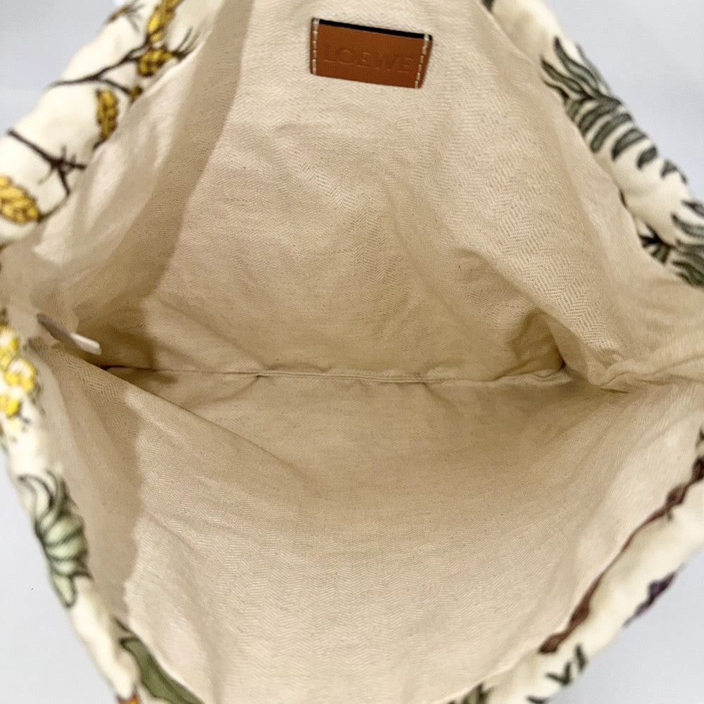 LOEWE ロエベ ポーチ ハーバリウム ドローストリングポーチ 巾着袋 DRAWSTRING POUCH コットン レザー グリーン 緑 マルチカラー レディース【中古品】