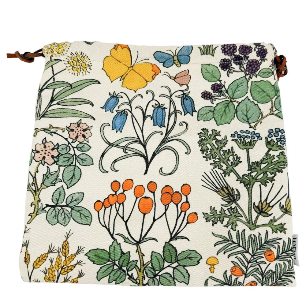LOEWE ロエベ ポーチ ハーバリウム ドローストリングポーチ 巾着袋 DRAWSTRING POUCH コットン レザー グリーン 緑 マルチカラー レディース【中古品】
