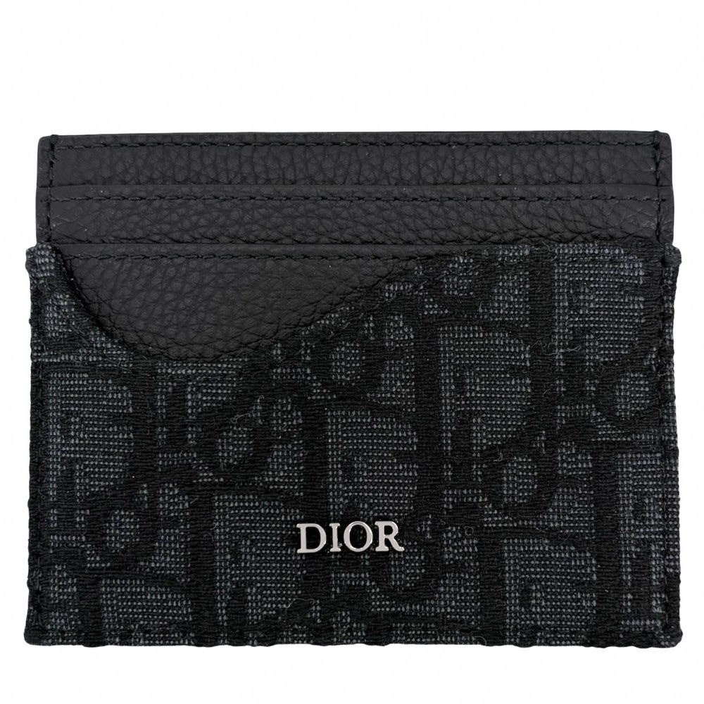 Dior ディオール カードケース サドル カードホルダー オブリーク パスケース 小物 2ADCH164YKS カーフ オブリークジャガード ブラック 黒 ガンメタル金具 メンズ【中古品】