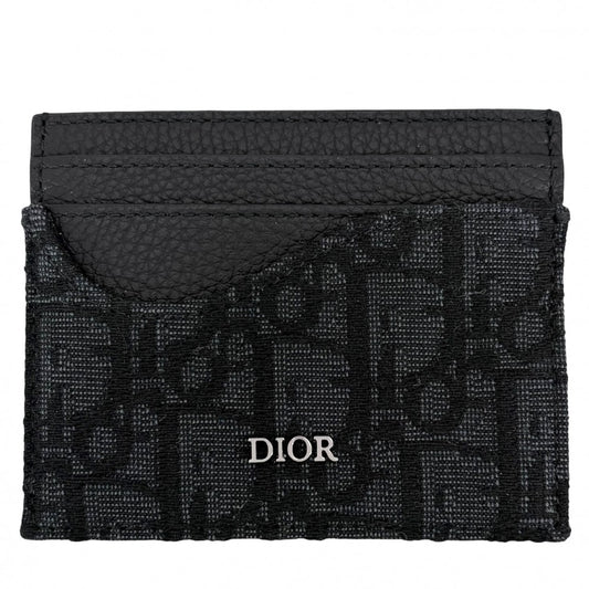 Dior ディオール カードケース サドル カードホルダー オブリーク パスケース 小物 2ADCH164YKS カーフ オブリークジャガード ブラック 黒 ガンメタル金具 メンズ【中古品】