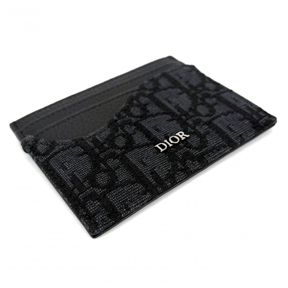 Dior ディオール カードケース サドル カードホルダー オブリーク パスケース 小物 2ADCH164YKS カーフ オブリークジャガード ブラック 黒 ガンメタル金具 メンズ【中古品】
