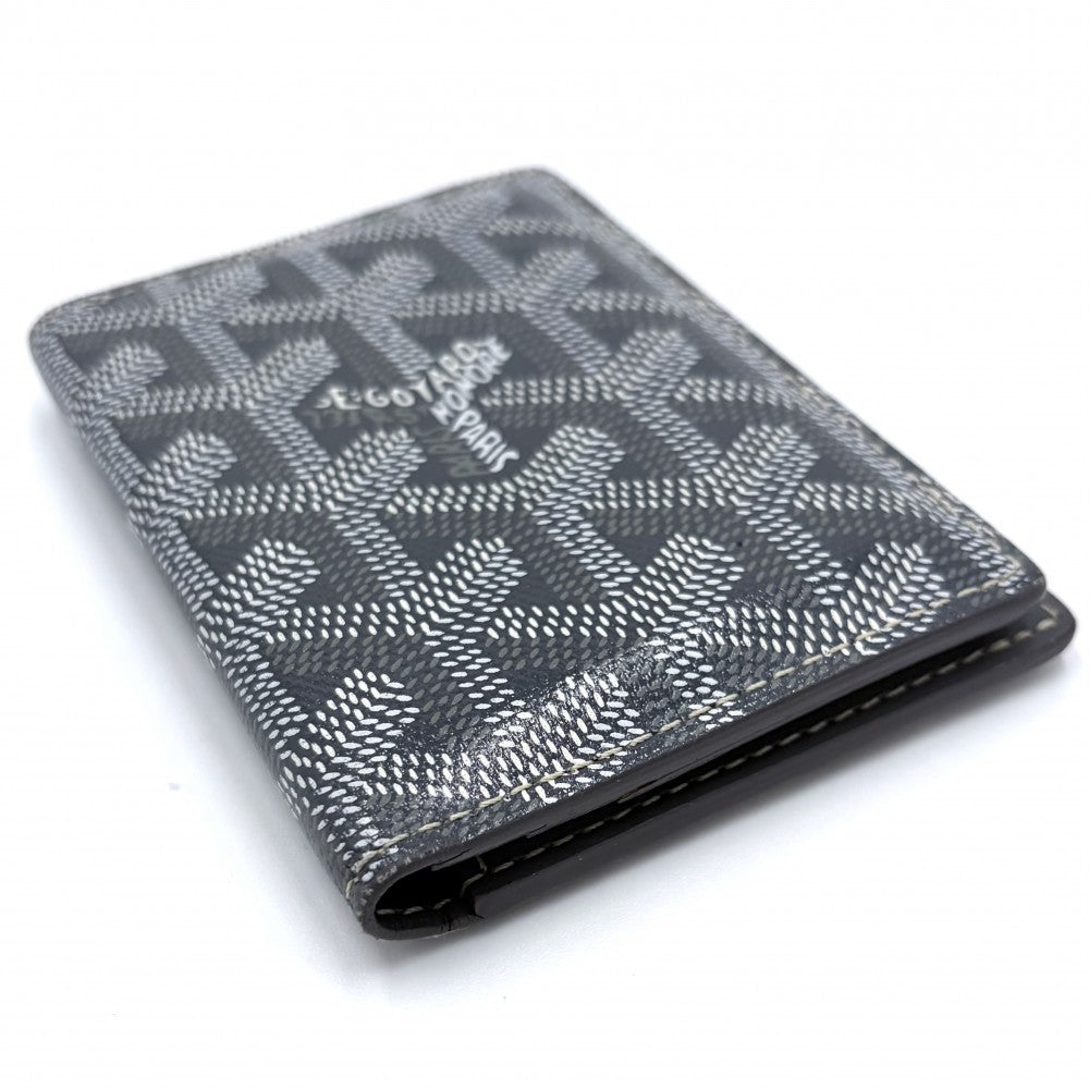 GOYARD ゴヤール カードケース ヘリンボーン サンマルク 名刺入れ 小物 コーティングキャンバス レザー グレー メンズ【中古品】