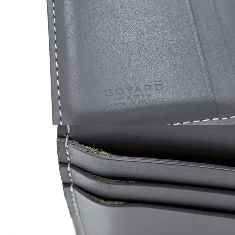 GOYARD ゴヤール カードケース ヘリンボーン サンマルク 名刺入れ 小物 コーティングキャンバス レザー グレー メンズ【中古品】