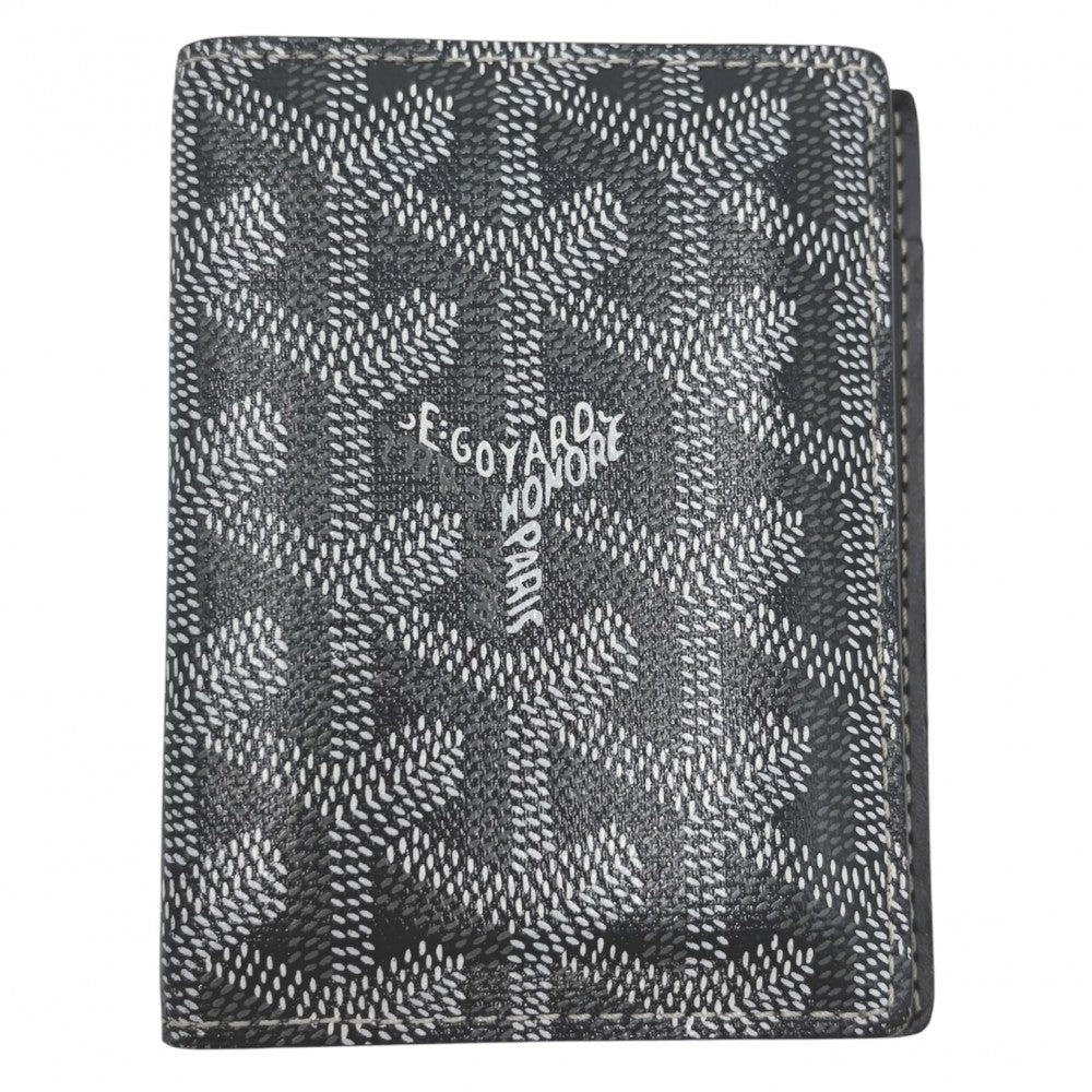 GOYARD ゴヤール カードケース ヘリンボーン サンマルク 名刺入れ 小物 コーティングキャンバス レザー グレー メンズ【中古品】