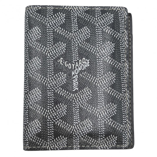 GOYARD ゴヤール カードケース ヘリンボーン サンマルク 名刺入れ 小物 コーティングキャンバス レザー グレー メンズ【中古品】