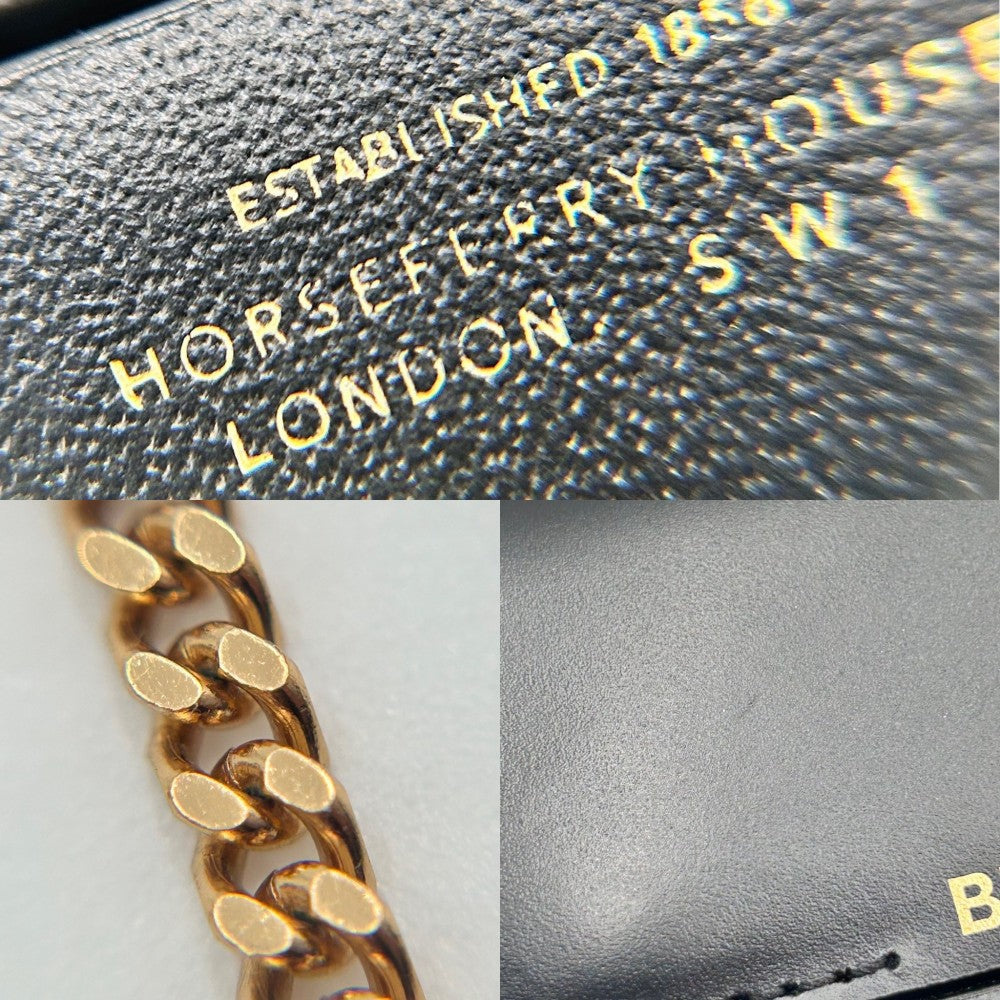 【開店SALE】 BURBERRY バーバリー カードケース コンパクトウォレット コインケース 小物 ブラック 黒 ゴールド金具 レディース【中古品】