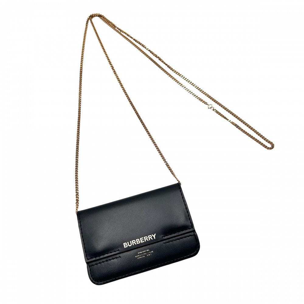 【開店SALE】 BURBERRY バーバリー カードケース コンパクトウォレット コインケース 小物 ブラック 黒 ゴールド金具 レディース【中古品】