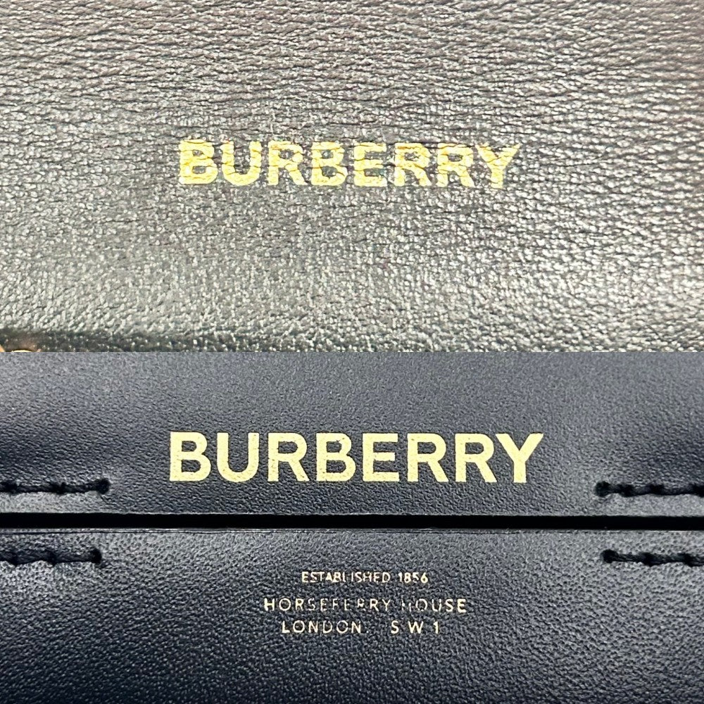 【開店SALE】 BURBERRY バーバリー カードケース コンパクトウォレット コインケース 小物 ブラック 黒 ゴールド金具 レディース【中古品】
