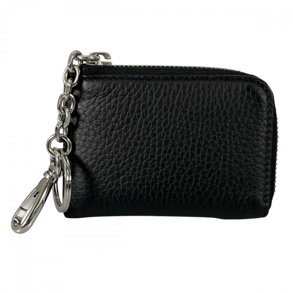 MAISON MARGIELA メゾンマルジェラ コインケース キーリング ウォレット SA1UI0012 レザー ブラック 黒 シルバー金具 メンズ 約130g【中古品】