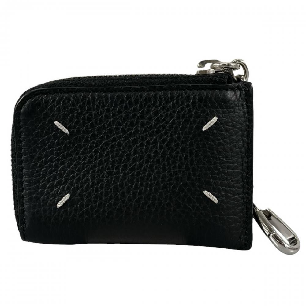 MAISON MARGIELA メゾンマルジェラ コインケース キーリング ウォレット SA1UI0012 レザー ブラック 黒 シルバー金具 メンズ 約130g【中古品】