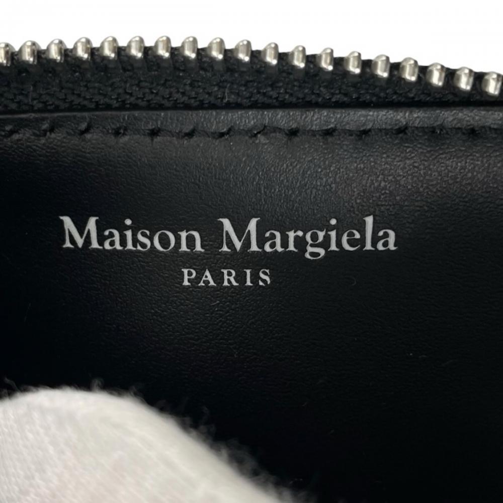 MAISON MARGIELA メゾンマルジェラ コインケース キーリング ウォレット SA1UI0012 レザー ブラック 黒 シルバー金具 メンズ 約130g【中古品】