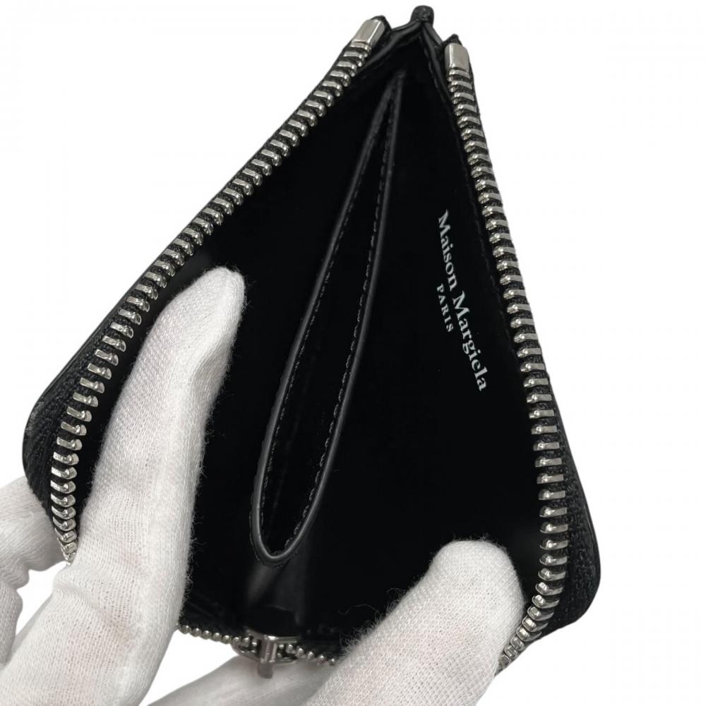 MAISON MARGIELA メゾンマルジェラ コインケース キーリング ウォレット SA1UI0012 レザー ブラック 黒 シルバー金具 メンズ 約130g【中古品】