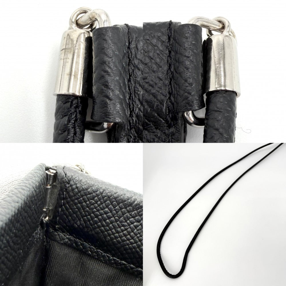 ショルダーバッグ Maison Margiela メゾンマルジェラ スマートフォンポーチ スマホショルダー フォンケース S55UI0207 レザー ブラック 黒 シルバー金具 レディース【中古品】