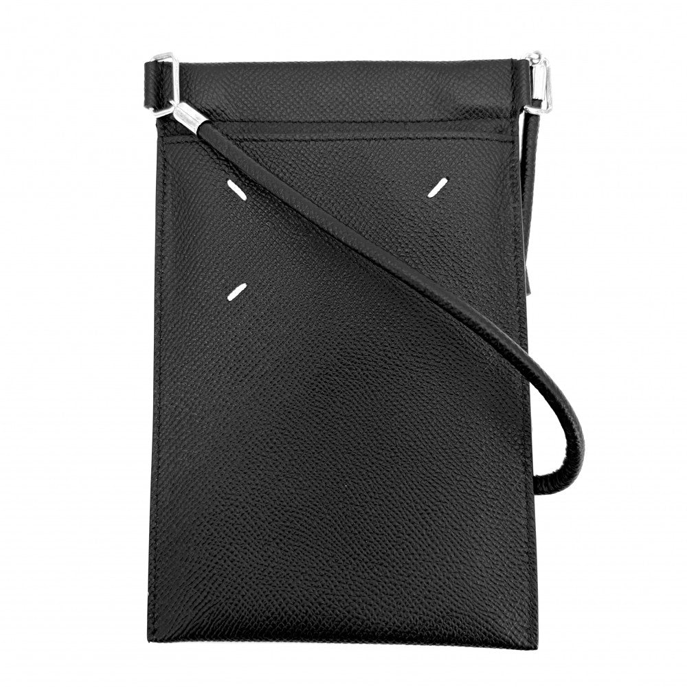 ショルダーバッグ Maison Margiela メゾンマルジェラ スマートフォンポーチ スマホショルダー フォンケース S55UI0207 レザー ブラック 黒 シルバー金具 レディース【中古品】