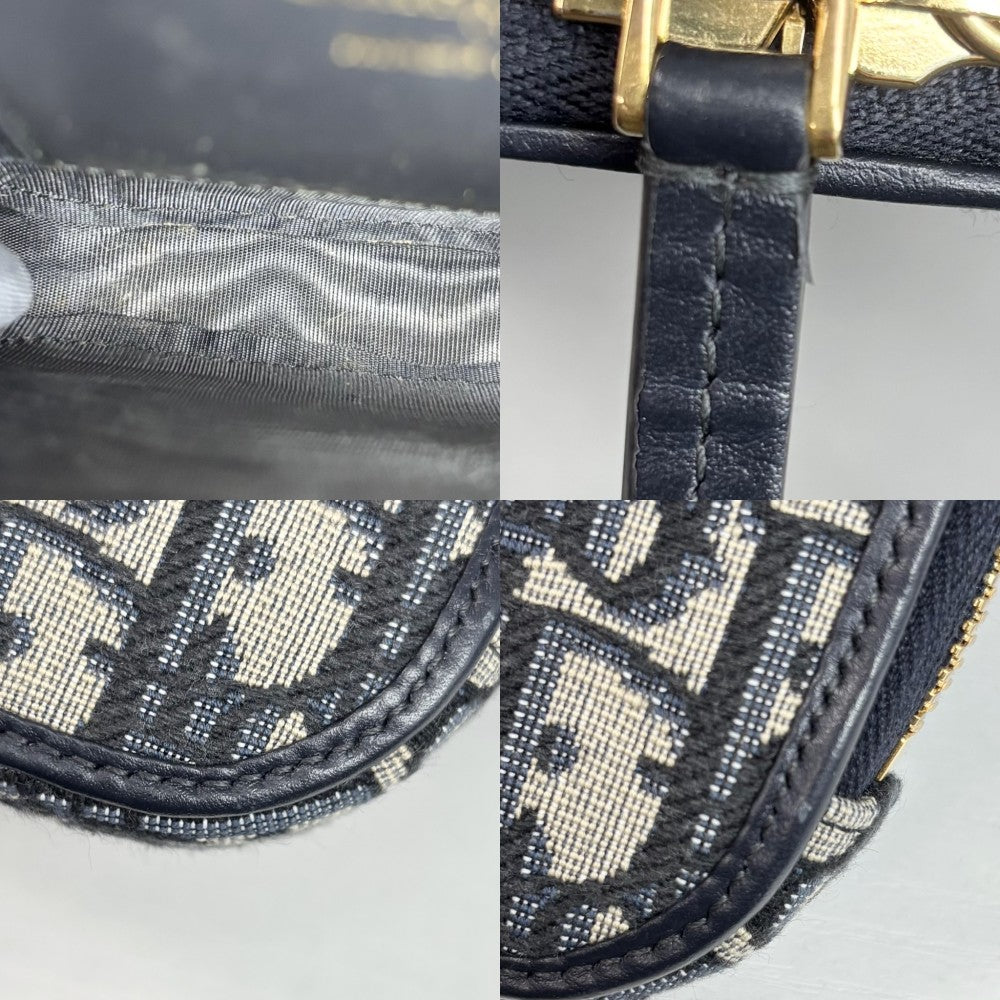 Christian Dior クリスチャンディオール ショルダーバッグ オブリーク 30 モンテーニュ フォンポーチ 30 Montaigne Call'in Dior キャンバス レザー ネイビー 紺 ベージュ ゴールド金具 レディース【中古品】