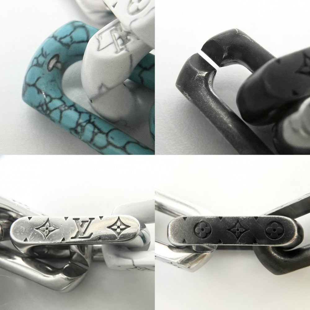 LOUIS VUITTON ルイヴィトン ブレスレット ブレスレ モノグラム チェーンストーン アクセサリー ホワイト M1042M ブラック 黒 シルバー メンズ 約45.9g【中古品】