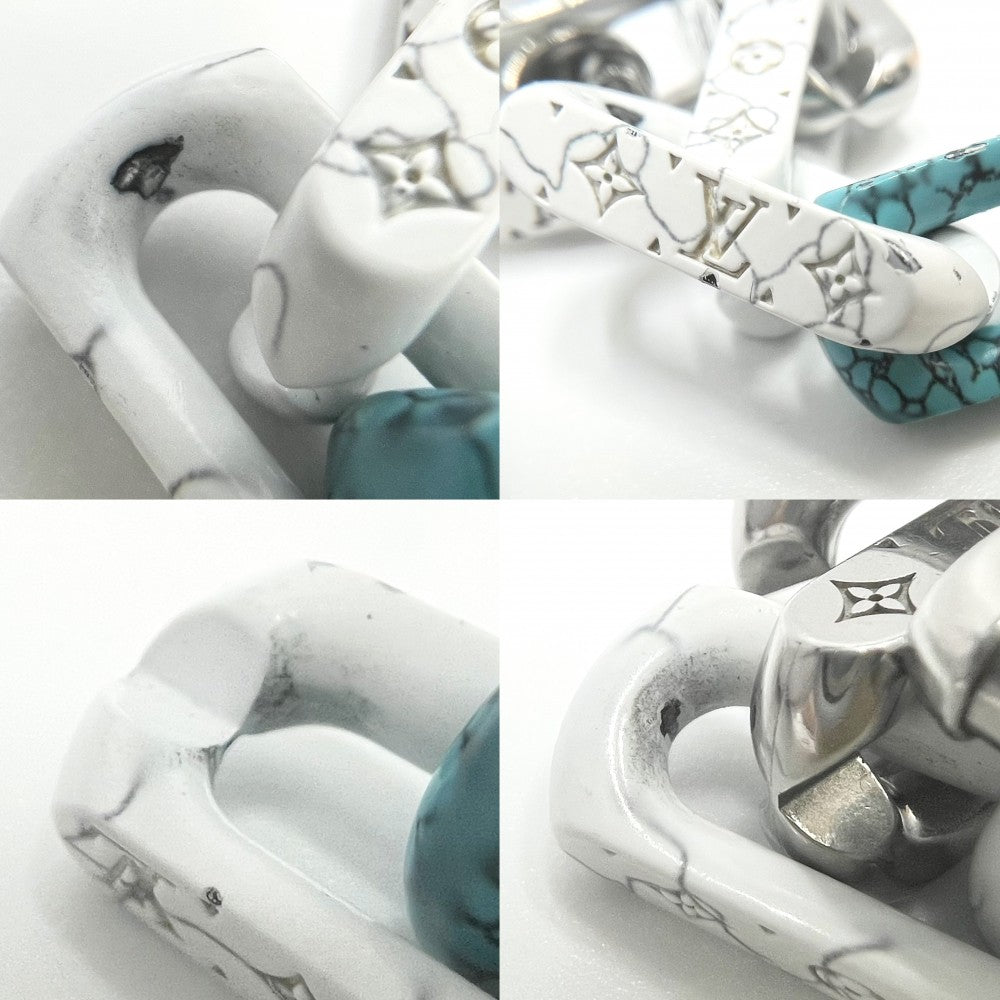LOUIS VUITTON ルイヴィトン ブレスレット ブレスレ モノグラム チェーンストーン アクセサリー ホワイト M1042M ブラック 黒 シルバー メンズ 約45.9g【中古品】