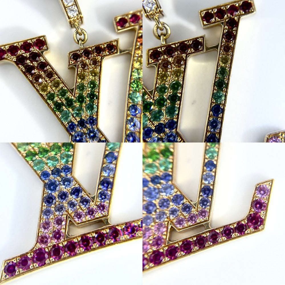 LOUIS VUITTON ルイヴィトン ネックレス ペンダント パンダンティフLVネックレスXL レインボー K18イエローゴールド ダイヤモンド Q93847 ゴールド ユニセックス 約25.4g【中古品】