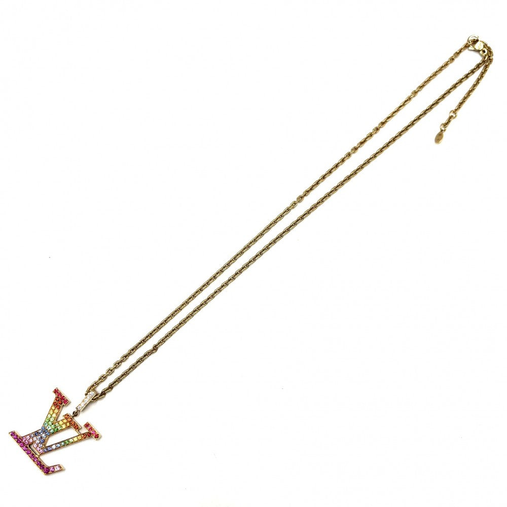 【開店SALE】 LOUIS VUITTON ルイヴィトン ネックレス ペンダント パンダンティフLVネックレスXL アクセサリー ジュエリー 18金YG Au750 メンズ レディース レインボー K18イエローゴールド ダイヤモンド Q93847 ゴールド ユニセックス 約25.4g【中古品】