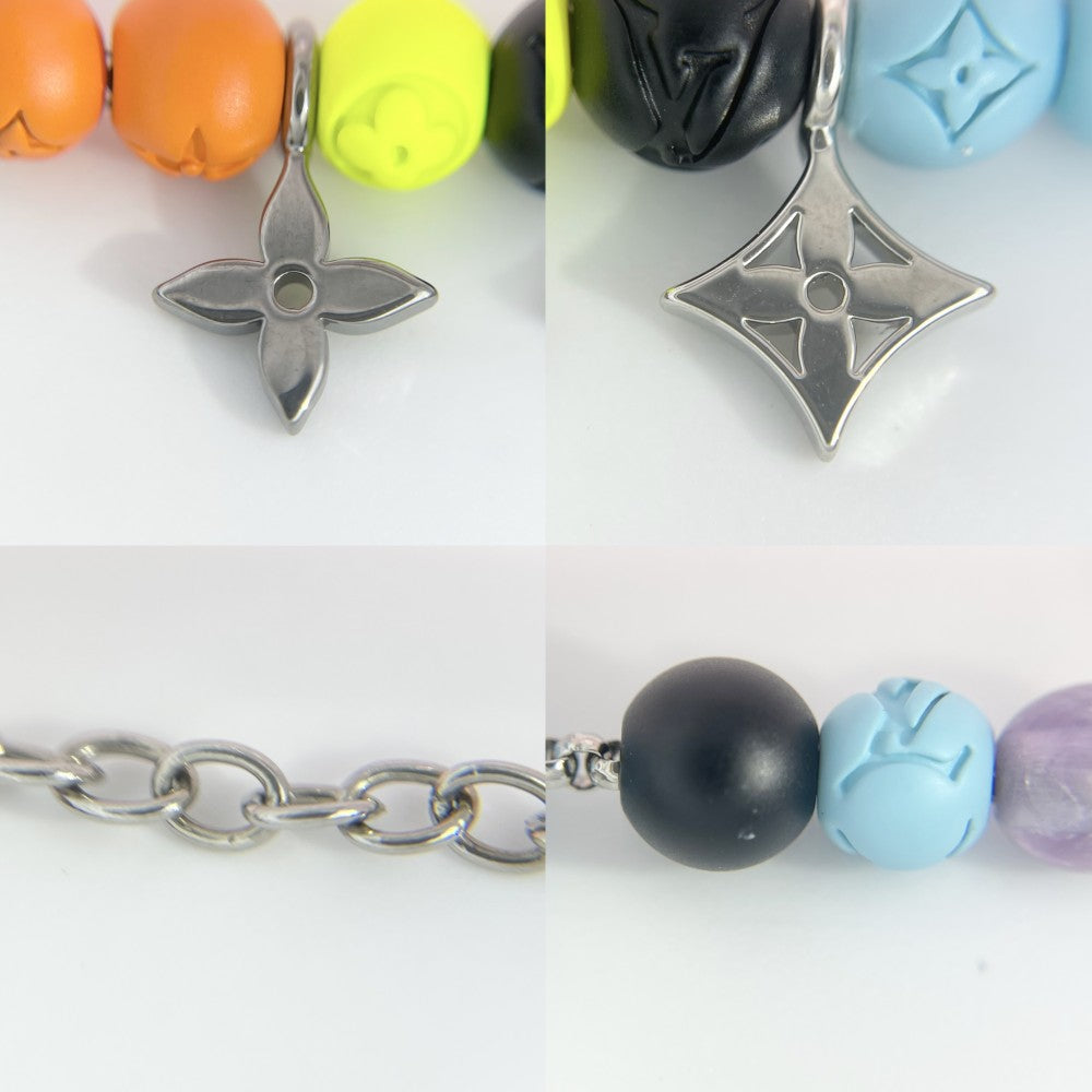 【開店SALE】 LOUIS VUITTON ルイヴィトン ブレスレット モノグラムフラワー ビーズ アクセサリー MP2938 マルチカラー シルバー金具 レディース 約21.8g【中古品】