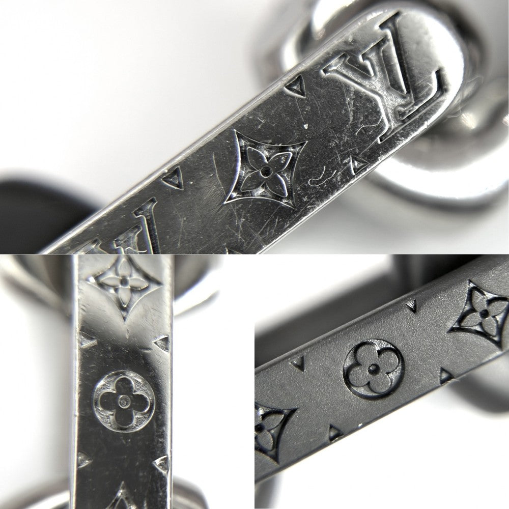 LOUIS VUITTON ルイヴィトン ネックレス モノグラムチェーン アクセサリー M00677 シルバー ブラック 黒 メンズ 約130.9g【中古品】