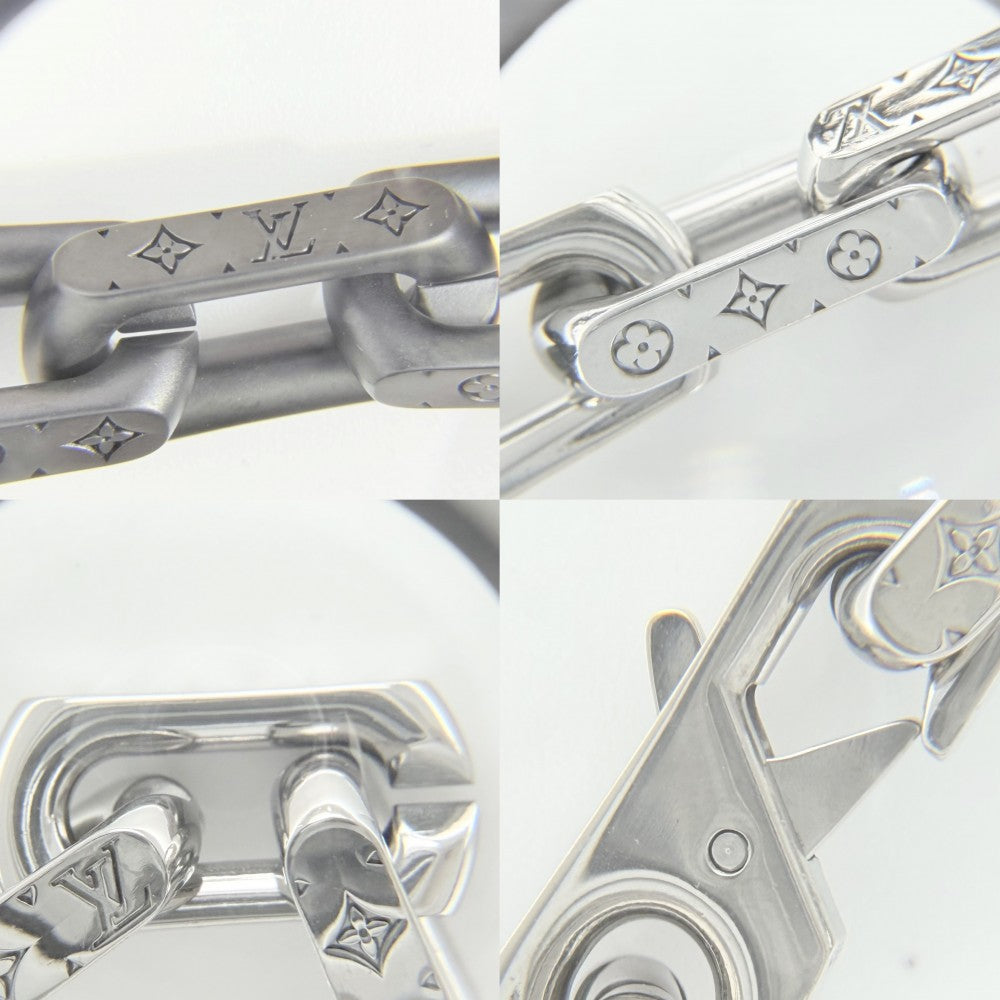 【開店SALE】 LOUIS VUITTON ルイヴィトン ネックレス モノグラムチェーン アクセサリー M00677 シルバー ブラック 黒 メンズ 約132.4g【中古品】
