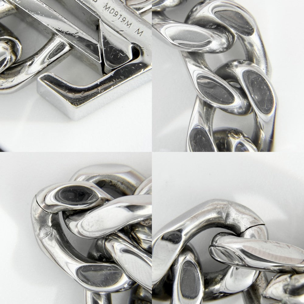 LOUIS VUITTON ルイヴィトン ブレスレット モノグラム ブラスレ・LVチェーン アクセサリー Mサイズ M0919M シルバー ブルー 青 メンズ 約55.9g【中古品】